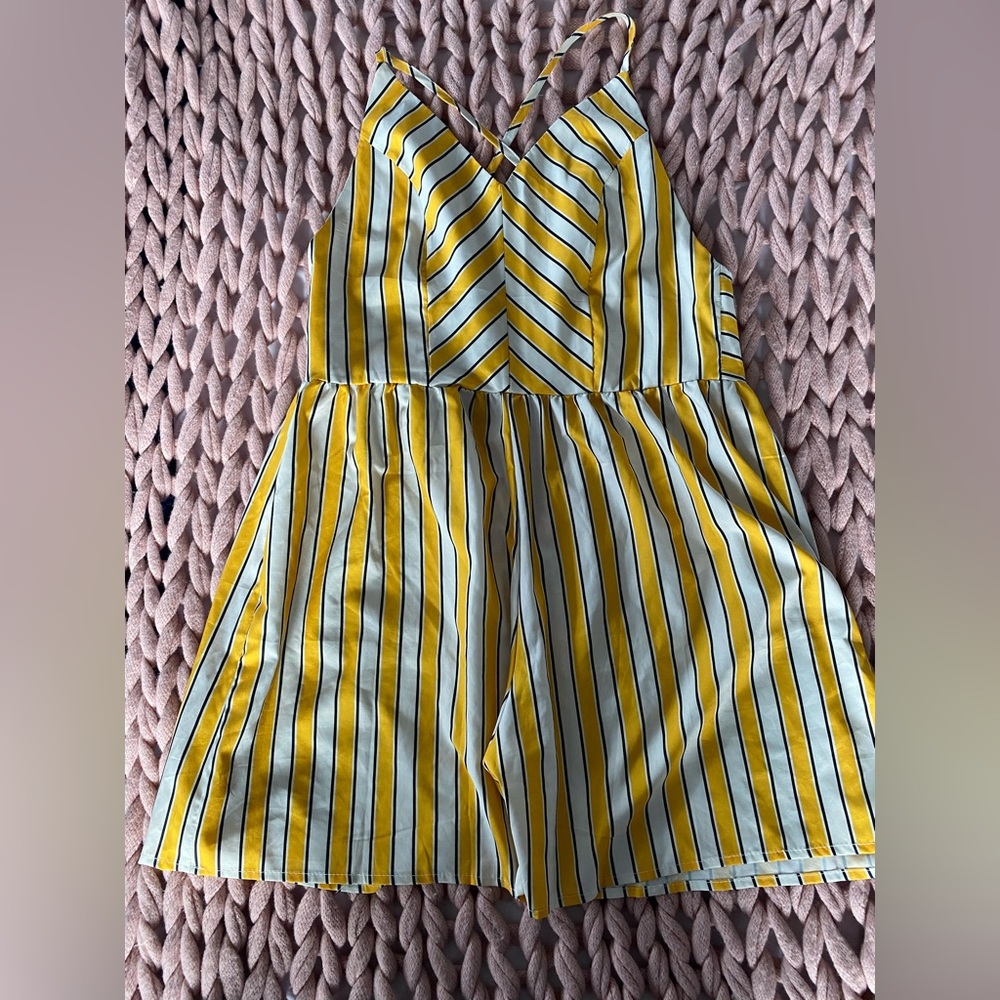 Yellow striped romper